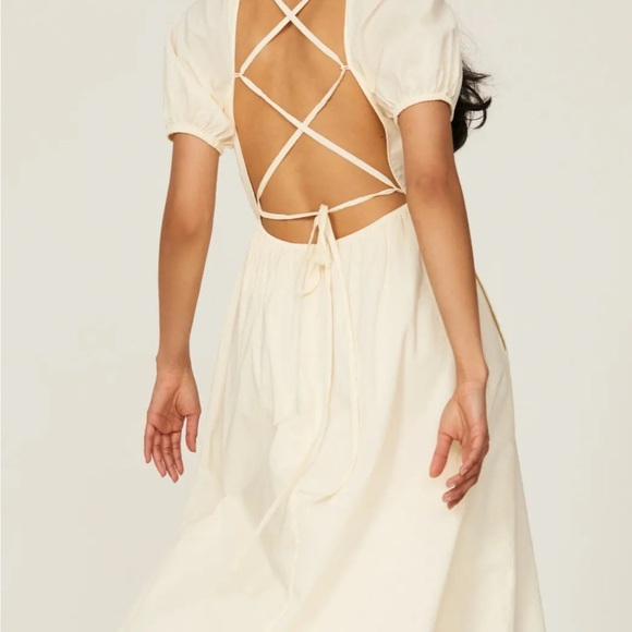 Pamela Love Rent the Runway Cotton Elegant Cream Midi Dress medium - Picture 3 of 9